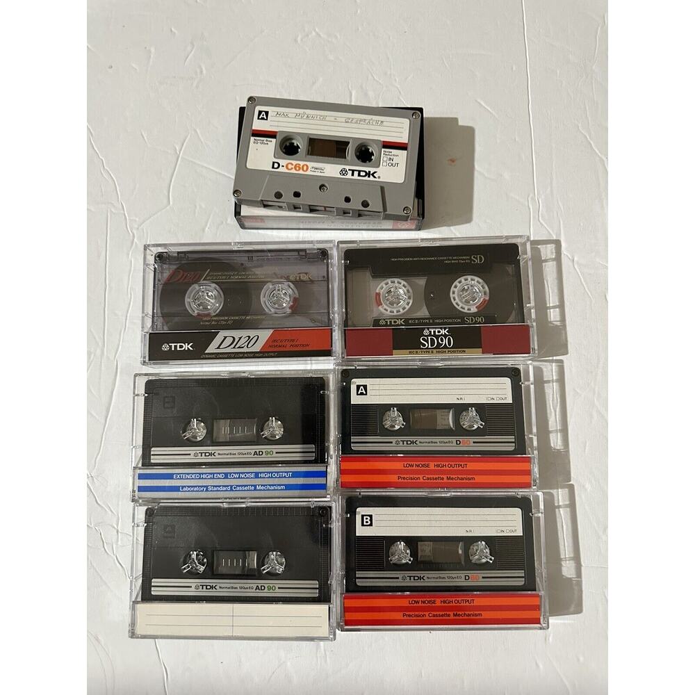 Lot of 7 TDK Used Tapes AD 90, D 120, D 60, SD 90, D C60 Recorded Cassette‎ Tape